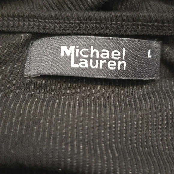 MICHAEL Lauren Yoga Thumb Hole Cuff Black Off-Shoulder Women's Knit SHIRT L EUC - Picture 3 of 5